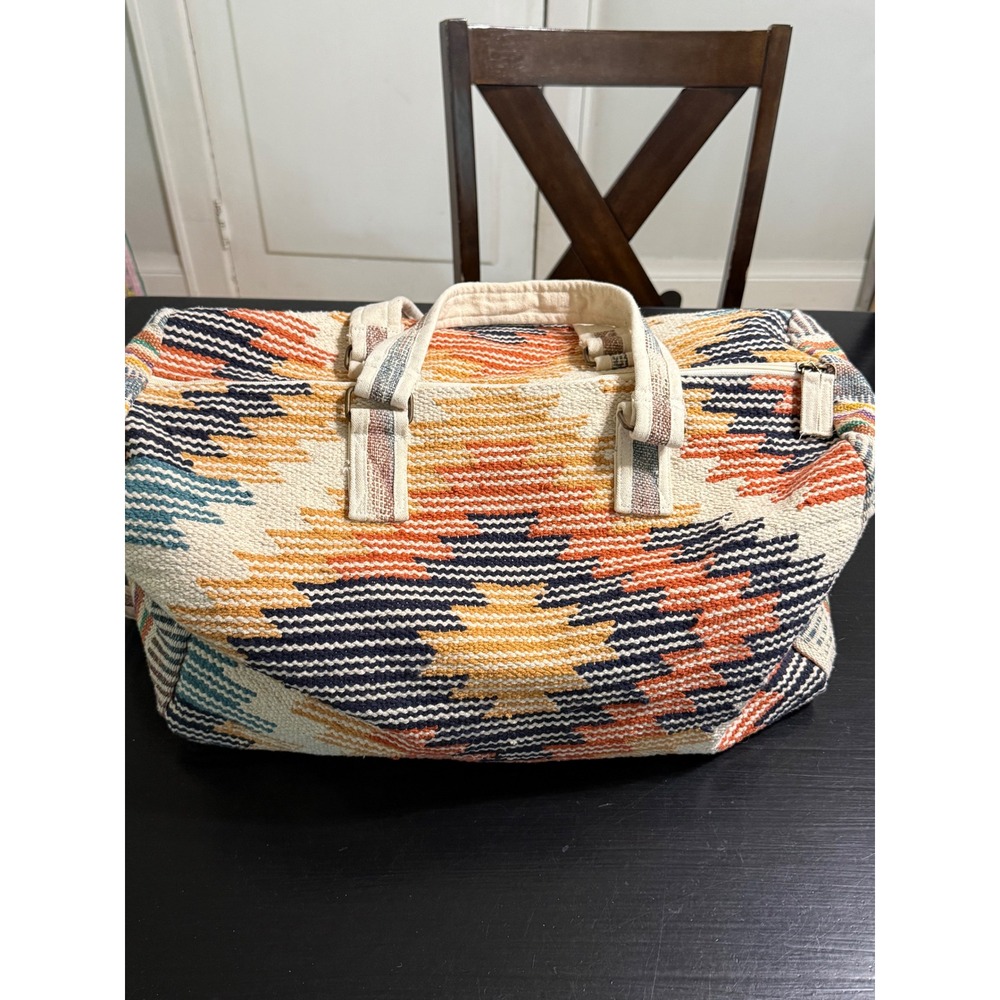 Macchia di Ruggine Southwestern Woven Cotton Duffle Bag Weekender Travel Multi